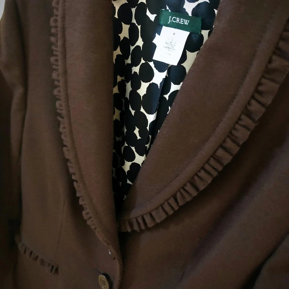 J. Crew Brown Felted Wool 3-Button Blazer Size 6